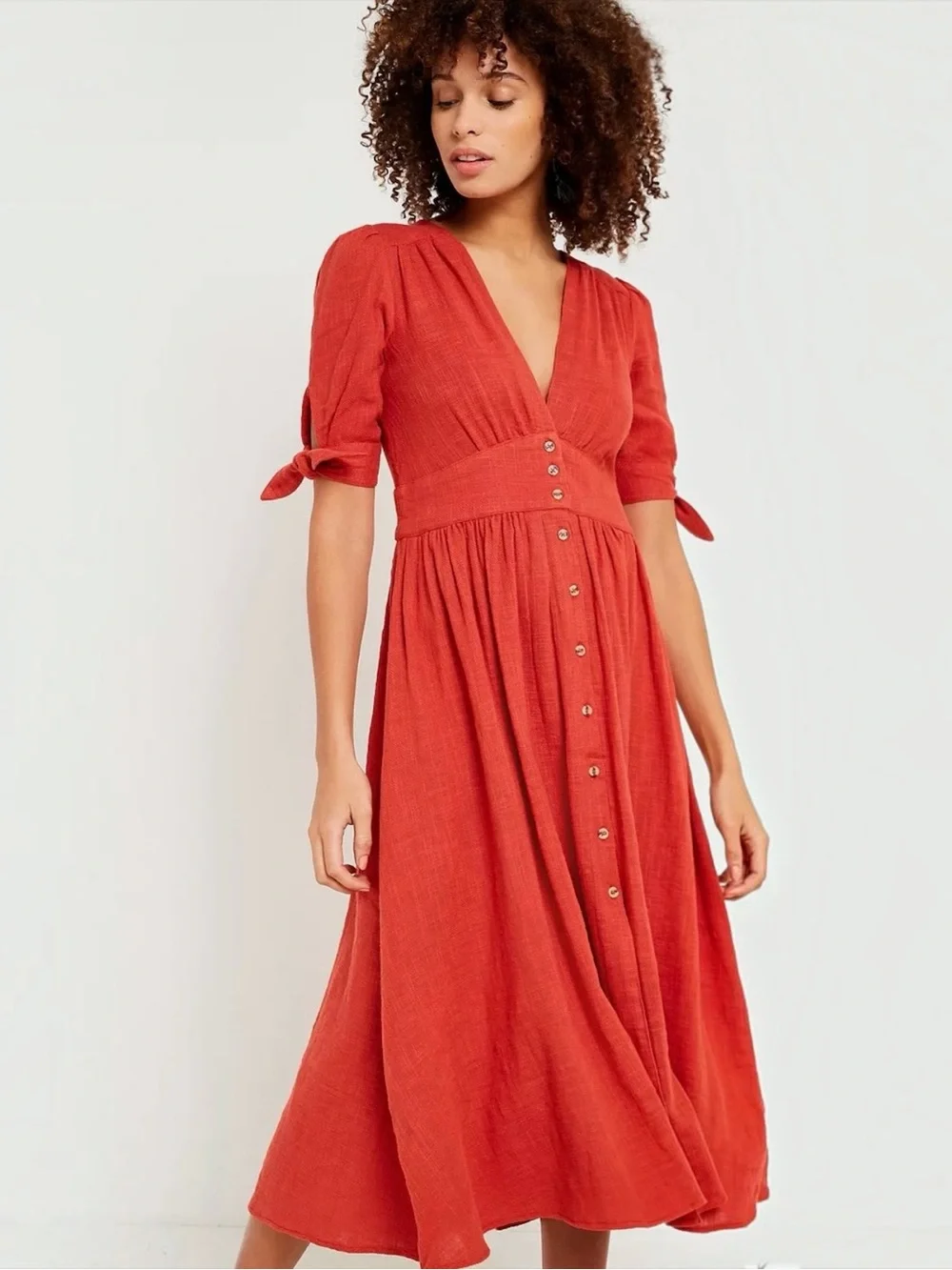 Free People Love Of My Life Sienna Midi Cotton Textured Gauze Dress M